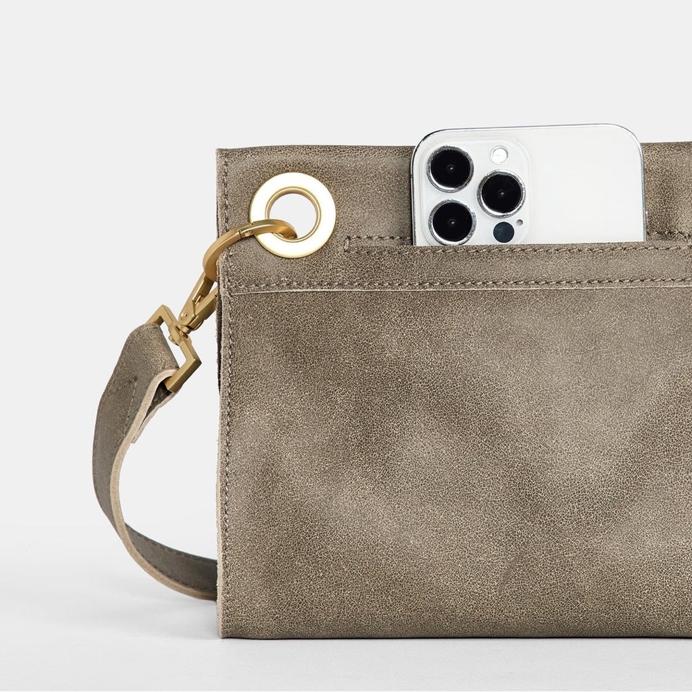 !HAMMITT Bundle! Oliver Leather Taupe Pewter Tote & Tony Small Pewter Crossbody - Picture 16 of 16